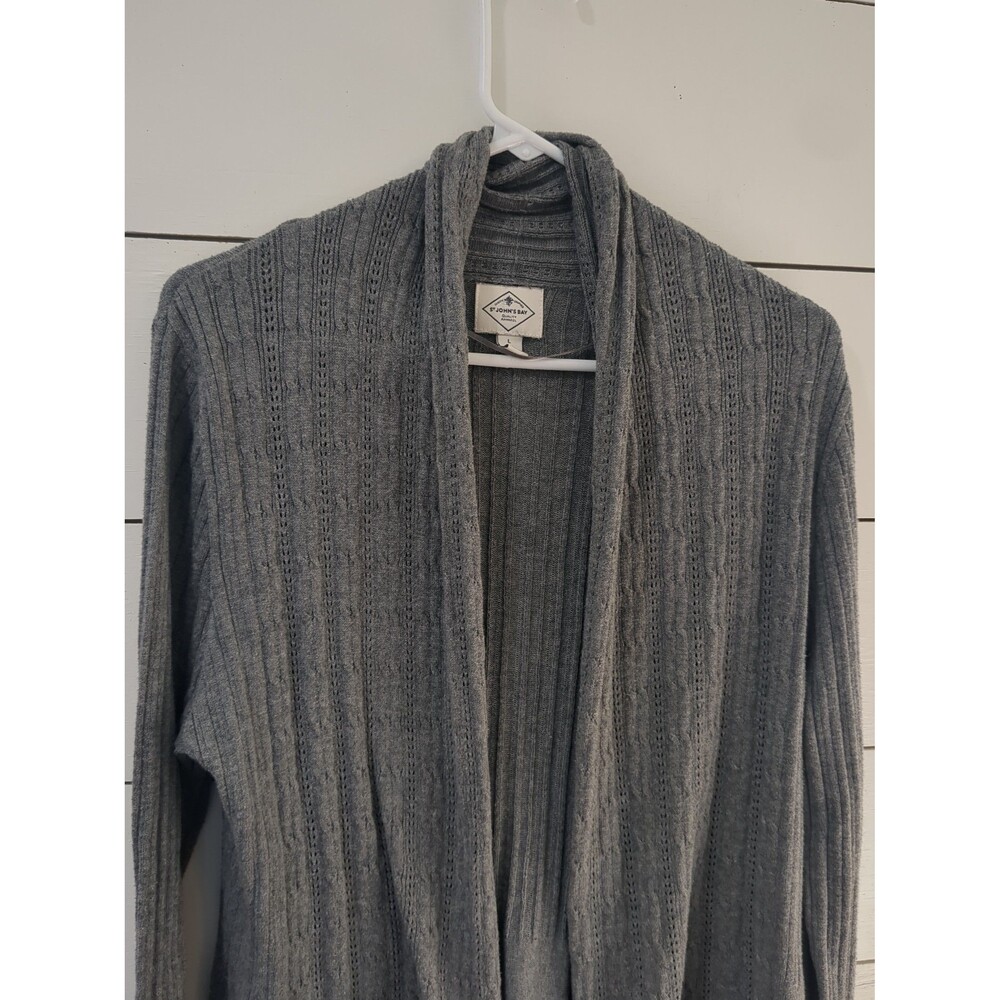 St. John's Bay Gray  Cardigan Sweater L cottage Grandma academia core fall